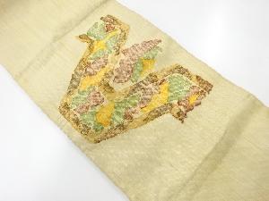リサイクル　手織真綿紬抽象花模様織出し名古屋帯